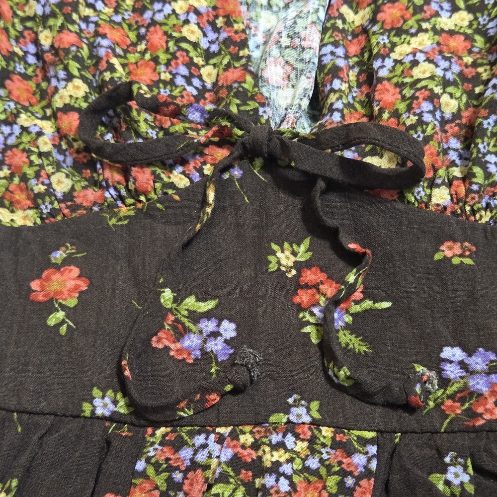 SO Goods for Life Floral Prarie Boho Long Sleeve A-line-Empire Waist Minidress S - Picture 5 of 12